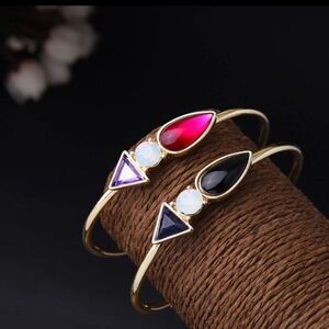 Set of 2 Open Bracelet Cuff Charm Bangle